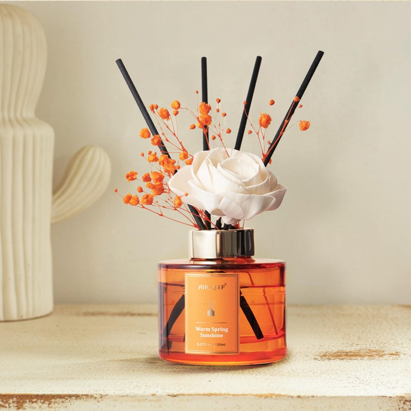 Airkeep Flower Reed Diffusers Set, 5.07 oz Freesia/Passion Fruit/Orange Scented Oil Diffuser with 8 Reed Sticks, Home Fragrance Diffuser Gift Set for Bathroom & Office Decor 150ml - Image 4