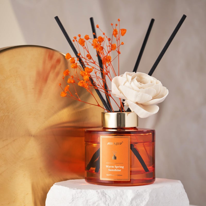 Airkeep Flower Reed Diffusers Set, 5.07 oz Freesia/Passion Fruit/Orange Scented Oil Diffuser with 8 Reed Sticks, Home Fragrance Diffuser Gift Set for Bathroom & Office Decor 150ml - Image 3