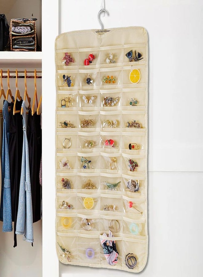 Earssa 3PCS Hanging Jewelry Organizer with 80 Pocket Double-Sided Jewelry Holder Storage Wall Door Closet Accessories Organizer for Earrings, Necklaces, Rings (Black) - Image 4