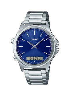 Analog Plus Digital Round Waterproof Wrist Watch With Stainless Steel MTP-VC01D-2EUDF