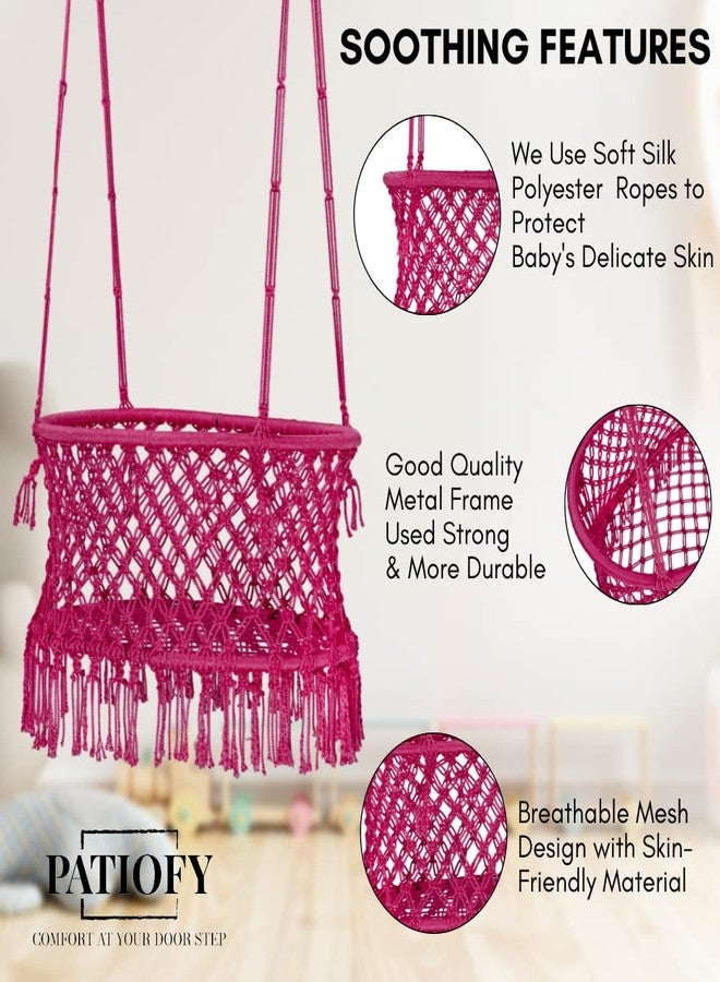 Patiofy Baby Swing, Baby Palna, Cradle for Newborns | Weight Holding Capacity Upto 15kg | Sturdy Frame (Age Group- 0 to 2 Years/Metal Body, Pink) - Image 4
