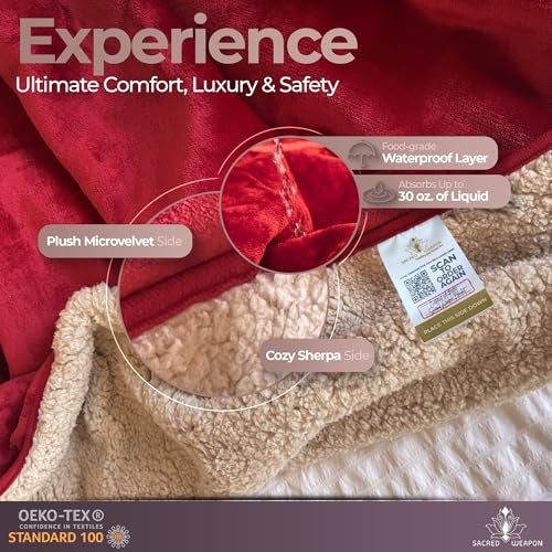 Sacred Weapon Blanket Waterproof and Stain Proof – Water Proof Blanket for Bed & Couch – Splash Throw Blanket VIP – Washable King, Queen Mattress Protector Waterproof – Dark Red 80"x80" - Image 4