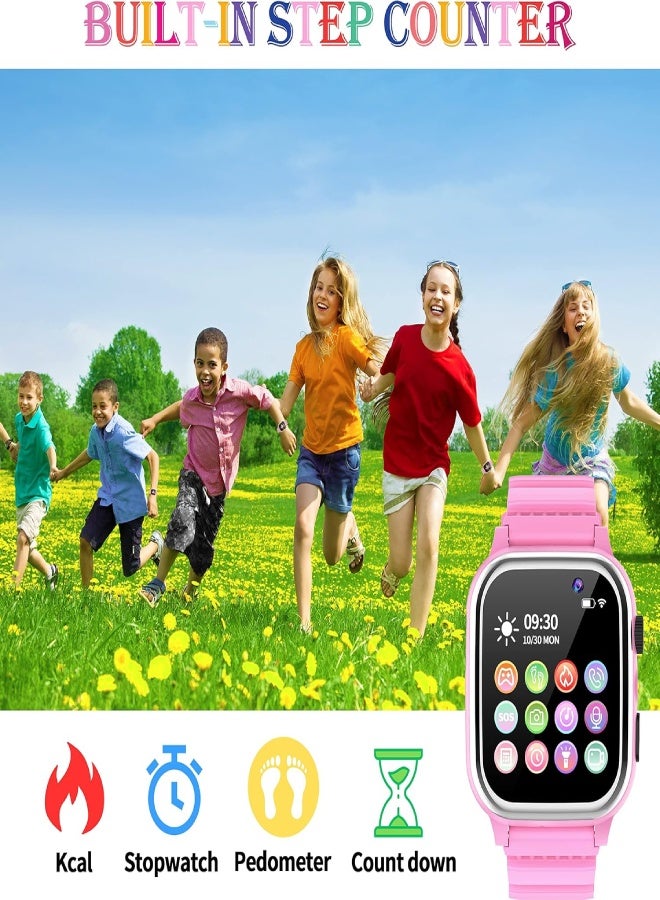 AROAQ Kids Smart Watch for Boys & Girls with Phone Call, SOS, HD Camera, 26 Educational Games, MP3 & Video Player, Pedometer, Calories Counter, Touch Screen – Birthday Gift for Children (1.44” Display) - Pink - Image 5