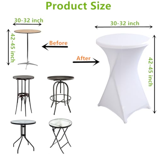 iEventStar 30 inches 32" Highboy Cocktail Round Stretch Spandex Fitted Table Cover High Top Square Corners Tablecloth (30'' - 32'' Dia x 43'', Red) - Image 3