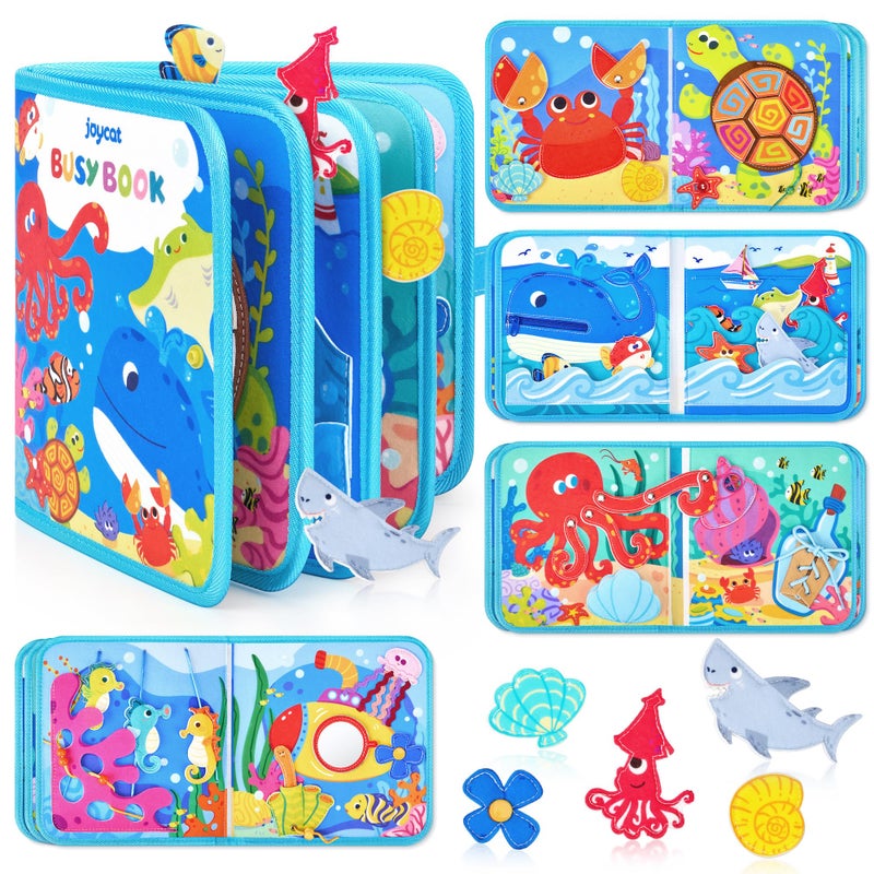 JoyCat Ocean Busy Book for Toddlers 13 Travel Toy Activity Book for 1 2 3 Year Old Boys Girls Educational Travel Toy with Sea Animals Life Skills Easter Basket Stuffers Kid Autism Sensory Toys - Image 2