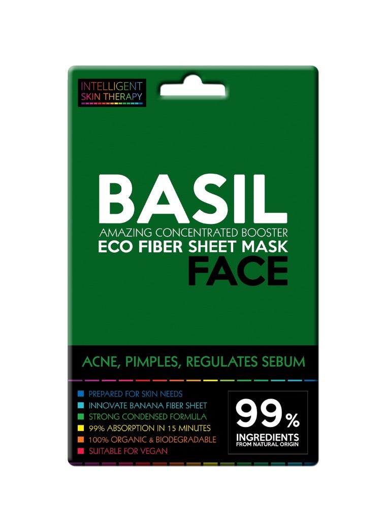 BeautyFace Acne, Pimples & Regulates Sebum Eco Fiber Booster Face Mask Basil Extract