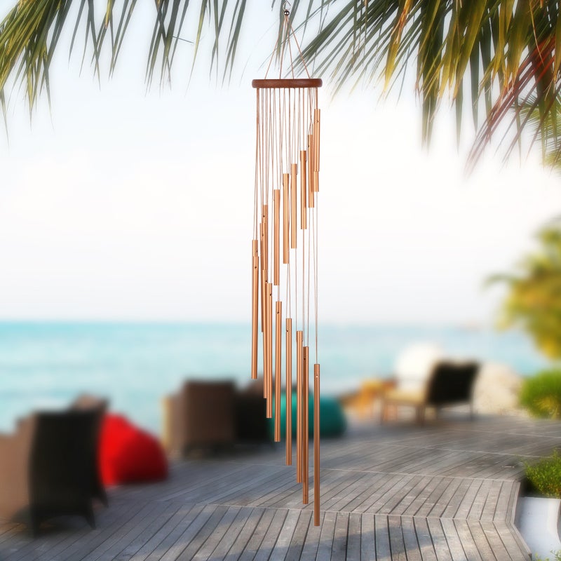 Wind Chimes: 18 Gold Aluminum Tubes With Unique Tones - S-Shaped Artistic Design For Outdoor Indoor Decor Gift For Friends Families - Image 5