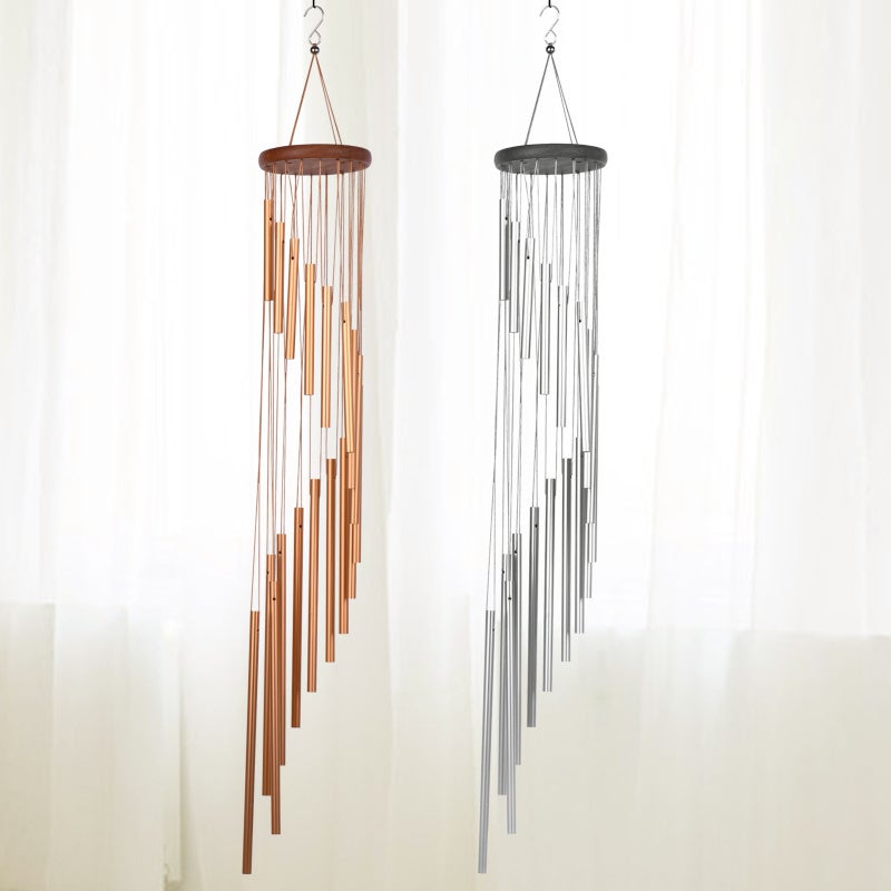 Wind Chimes: 18 Gold Aluminum Tubes With Unique Tones - S-Shaped Artistic Design For Outdoor Indoor Decor Gift For Friends Families - Image 3