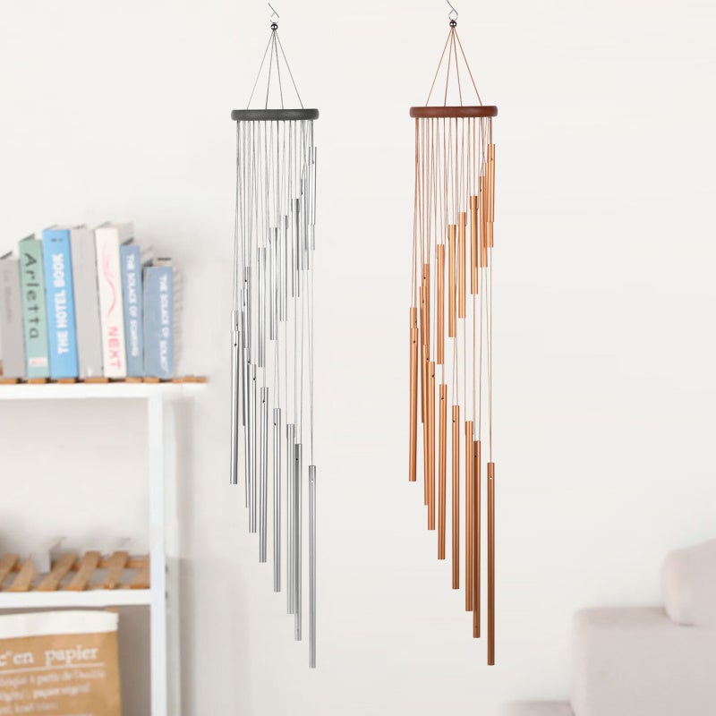 Wind Chimes: 18 Gold Aluminum Tubes With Unique Tones - S-Shaped Artistic Design For Outdoor Indoor Decor Gift For Friends Families - Image 2