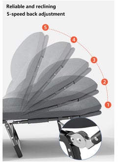 Generic Folding Bed with Adjustable Mattress and Pillow, Comfortable Camping Bed Office Nap Lounge Chair  - Image 4