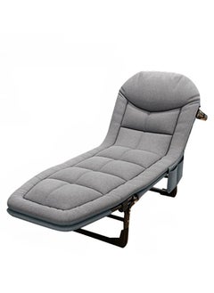 Generic Folding Bed with Adjustable Mattress and Pillow, Comfortable Camping Bed Office Nap Lounge Chair  - Image 1
