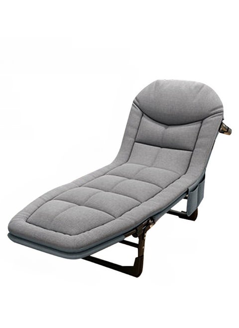 Simple Folding Bed Lounge Chair Foldable Camping Cot with Memory Foam Mattress and Adjustable Backrest, Portable Nap Bed 200KG Capacity for Home, Office and Outdoor Travel (Grey)