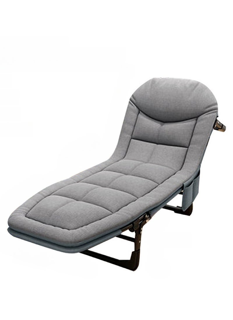 Generic - Simple Folding Bed Lounge Chair Foldable Camping Cot with Memory Foam Mattress and Adjustable Backrest, Portable Nap Bed 200KG Capacity for Home, Office and Outdoor Travel (Grey) - Image 1