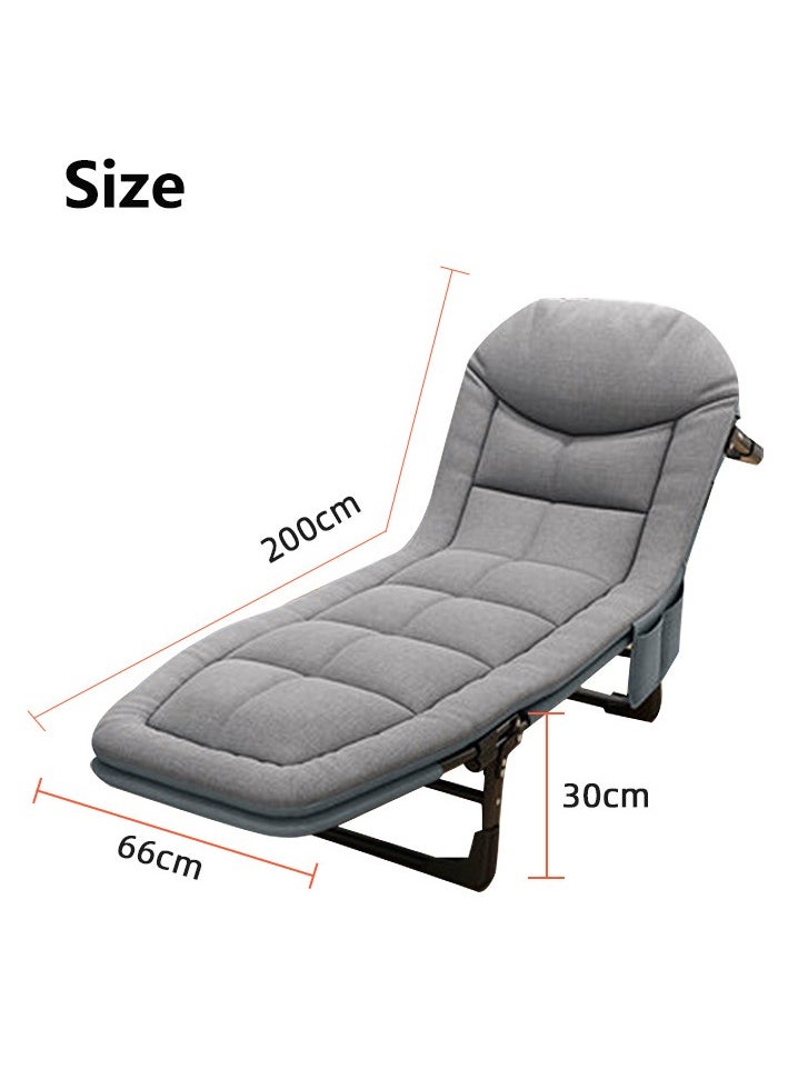 Generic - Simple Folding Bed Lounge Chair Foldable Camping Cot with Memory Foam Mattress and Adjustable Backrest, Portable Nap Bed 200KG Capacity for Home, Office and Outdoor Travel (Grey) - Image 1