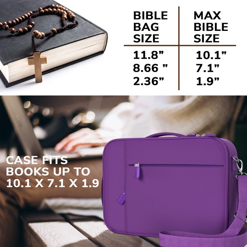 DEHITE Bible Carrying Case for Women â€” Bible Cover Case for Women â€” Marsala Large Size â€” Fits Book 10.1 x 7.1 x 1.9 in â€” Pen Slots â€” Zippered Pocket â€” Shoulder Strap â€” Premium Fabric â€” Christian Gift - Image 3