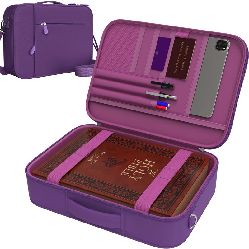 DEHITE Bible Carrying Case for Women â€” Bible Cover Case for Women â€” Marsala Large Size â€” Fits Book 10.1 x 7.1 x 1.9 in â€” Pen Slots â€” Zippered Pocket â€” Shoulder Strap â€” Premium Fabric â€” Christian Gift - Image 1