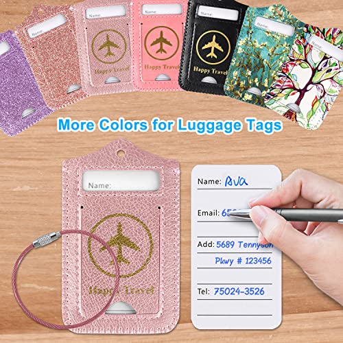ACdream Luggage Tags 2 Pack, Leather Suitcase Tags Identifiers, Cute Cruise ID Labels with Privacy Cover fits on Backpack, Travel Bag, for Women, Men, Adults, Kids, Rose Gold - Image 3