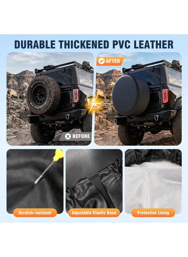  فيكتوال غطاء إطارات خلفي من الجلد PVC السميك من مونيت، مقاس R14، عالمي للسيارات والمكشوفات، مقاوم للماء والغبار والشمس، مناسب للطرق الوعرة والصحراء - Image 5