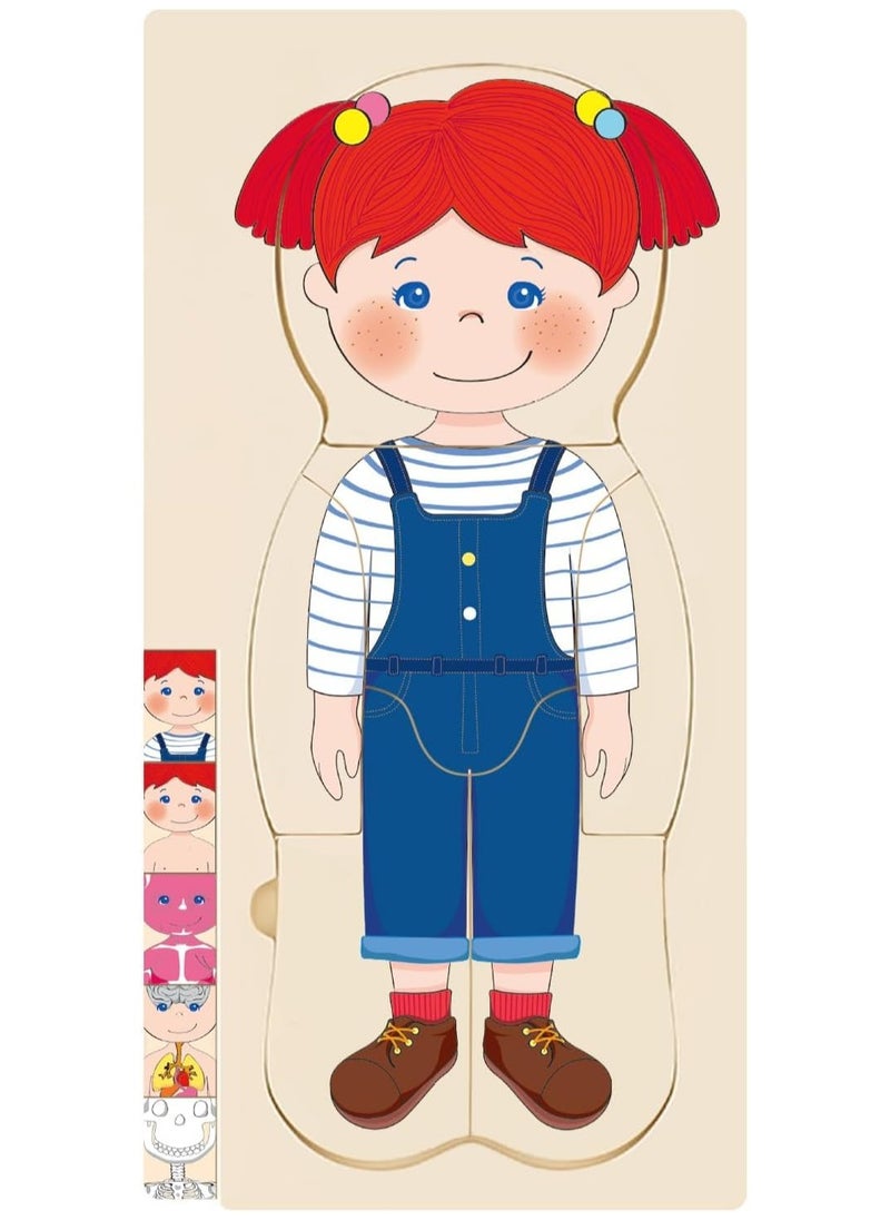 TOY GARDEN Wooden My Body Puzzle for Toddlers & Kids, Girls Montessori Anatomy Puzzle Kid Play Set,Anatomy for Kids,Preschool Game Learning Human Body Skeleton Toys for Kids Ages 3-7 (Girl)  - Image 1