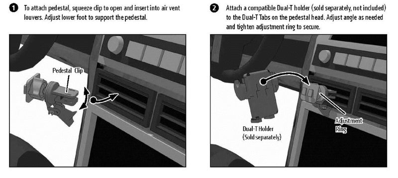 Arkon Replacement or Upgrade Air Vent Car Mounting Pedestal Dual T Pattern Compatible - Image 3