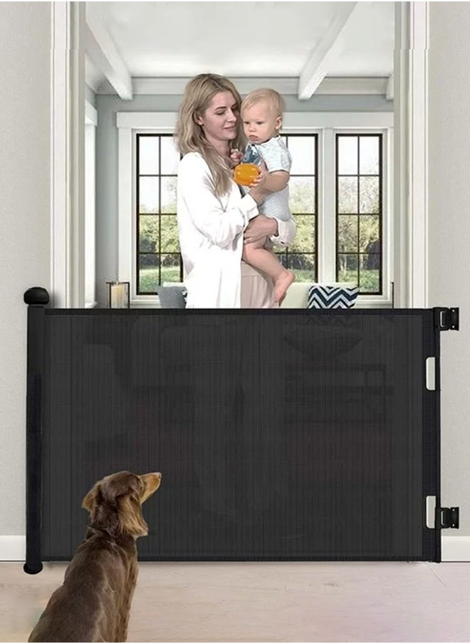 Generic Retractable Baby Gate, Mesh Safety Gate for Babies and Pets, Extra Wide Safety Baby Gate 42" Tall & 71" Wide, Pet Dog Gate for doorways, Stairs, Indoor/Outdoor (1.8M Black")  - Image 2