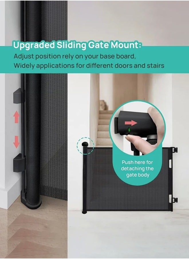 Generic Retractable Baby Gate, Mesh Safety Gate for Babies and Pets, Extra Wide Safety Baby Gate 42" Tall & 71" Wide, Pet Dog Gate for doorways, Stairs, Indoor/Outdoor (1.8M Black")  - Image 5