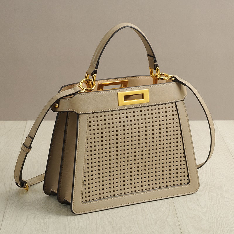 New Retro Style Organ Cowhide Women'S Bag Hollow Kitten Bag Handbag Twist Lock Tote Bag Portable Shoulder Women'S Bag Trendy - Image 2