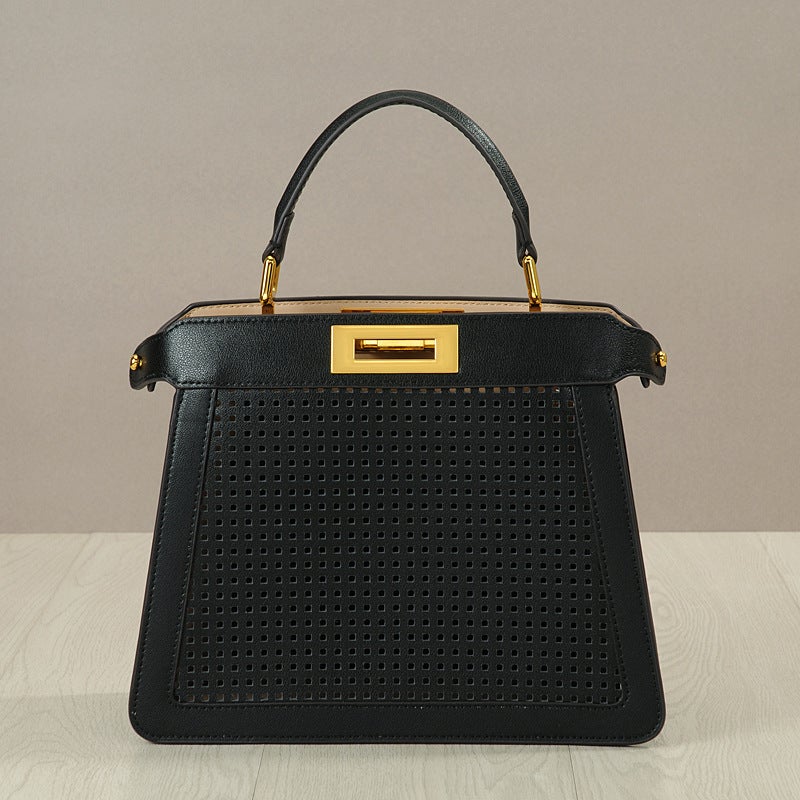 New Retro Style Organ Cowhide Women'S Bag Hollow Kitten Bag Handbag Twist Lock Tote Bag Portable Shoulder Women'S Bag Trendy - Image 4