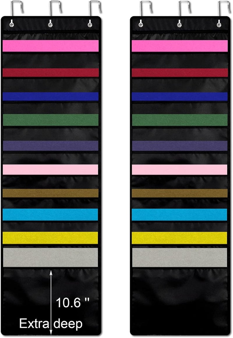 Henoyso 12 x 12 Inch Paper Storage Scrapbook Paper Storage Hanging Wall File Organizer with Door Hangers, 2 Pieces, Black, Oxford Cloth - Image 1