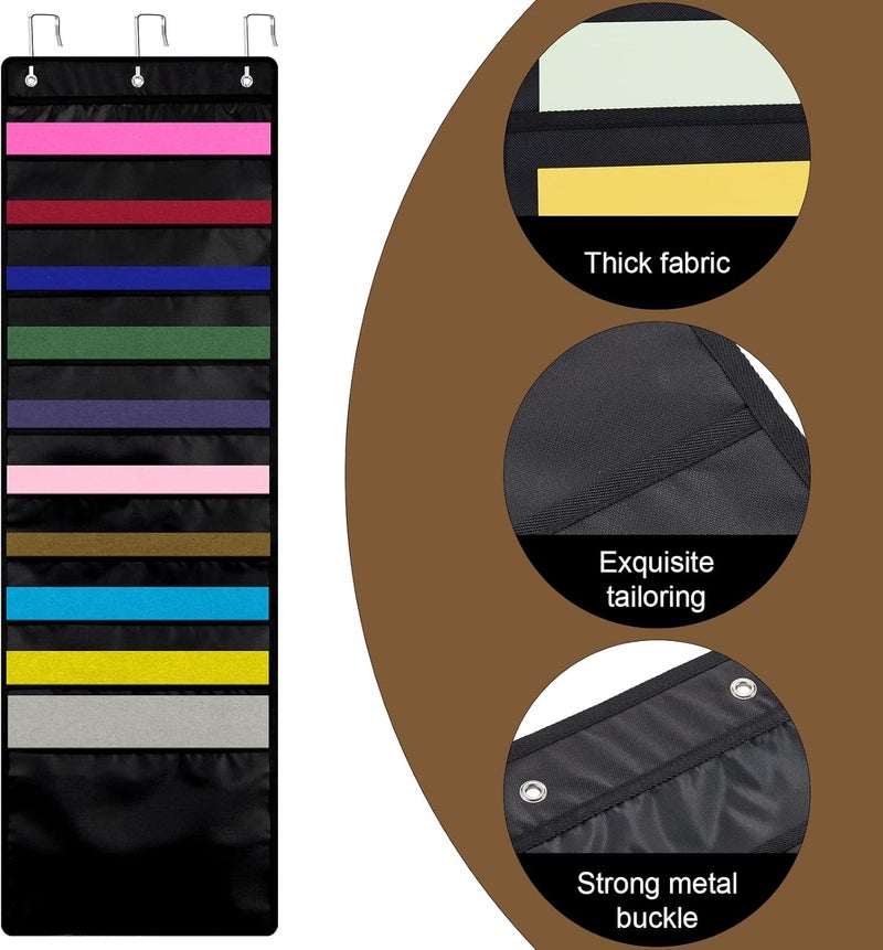 Henoyso 12 x 12 Inch Paper Storage Scrapbook Paper Storage Hanging Wall File Organizer with Door Hangers, 2 Pieces, Black, Oxford Cloth - Image 3