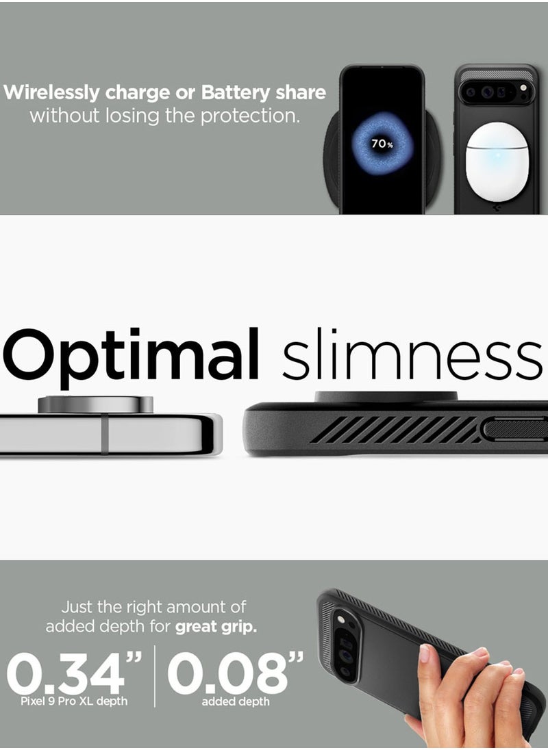 Spigen Rugged Armor Google Pixel 9 Pro XL Case Cover with Carbon Fiber Textures - Matte Black  - Image 5