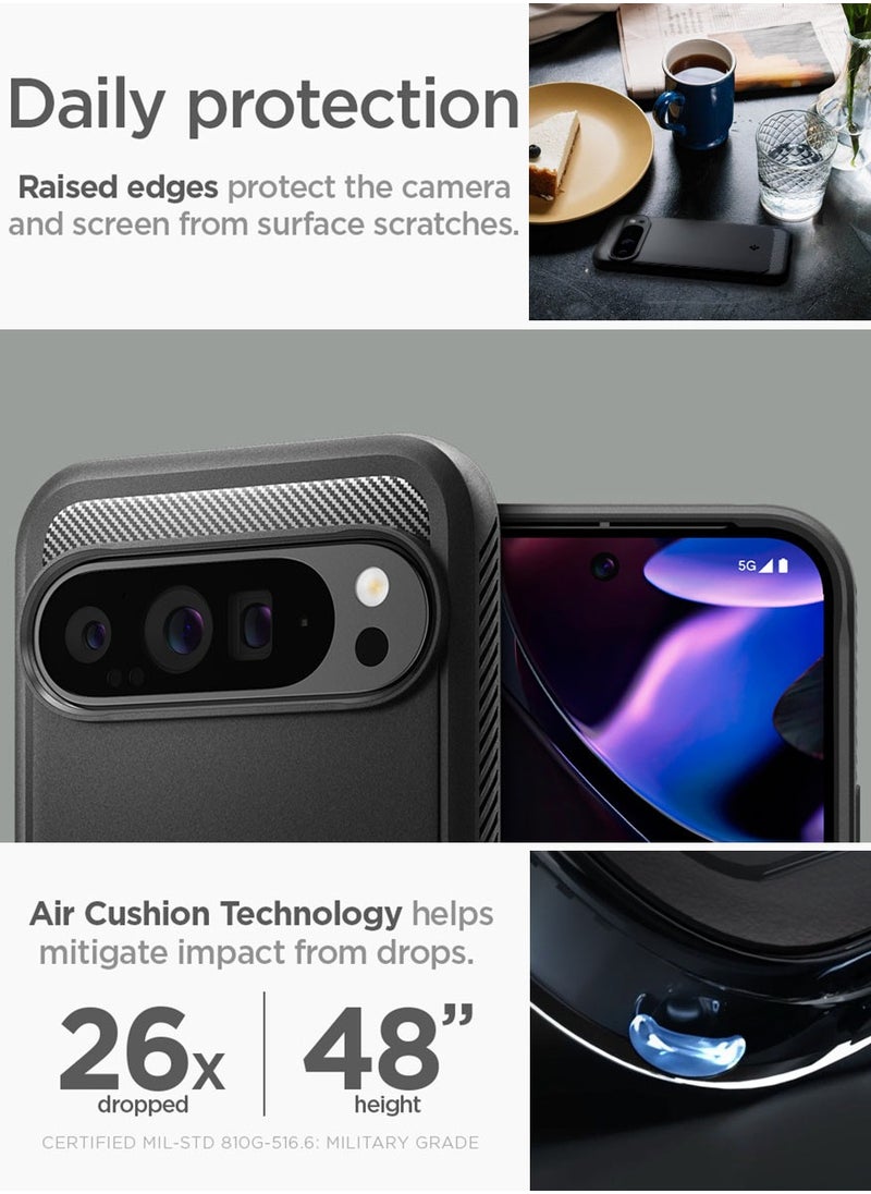 Spigen Rugged Armor Google Pixel 9 Pro XL Case Cover with Carbon Fiber Textures - Matte Black  - Image 4
