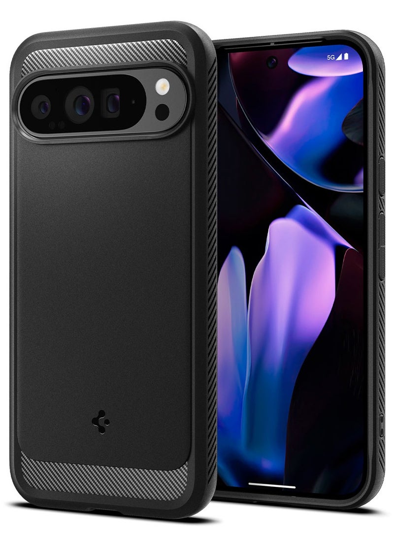 Spigen Rugged Armor Google Pixel 9 Pro XL Case Cover with Carbon Fiber Textures - Matte Black  - Image 1