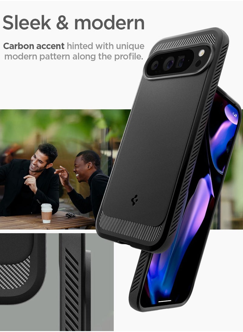 Spigen Rugged Armor Google Pixel 9 Pro XL Case Cover with Carbon Fiber Textures - Matte Black  - Image 3