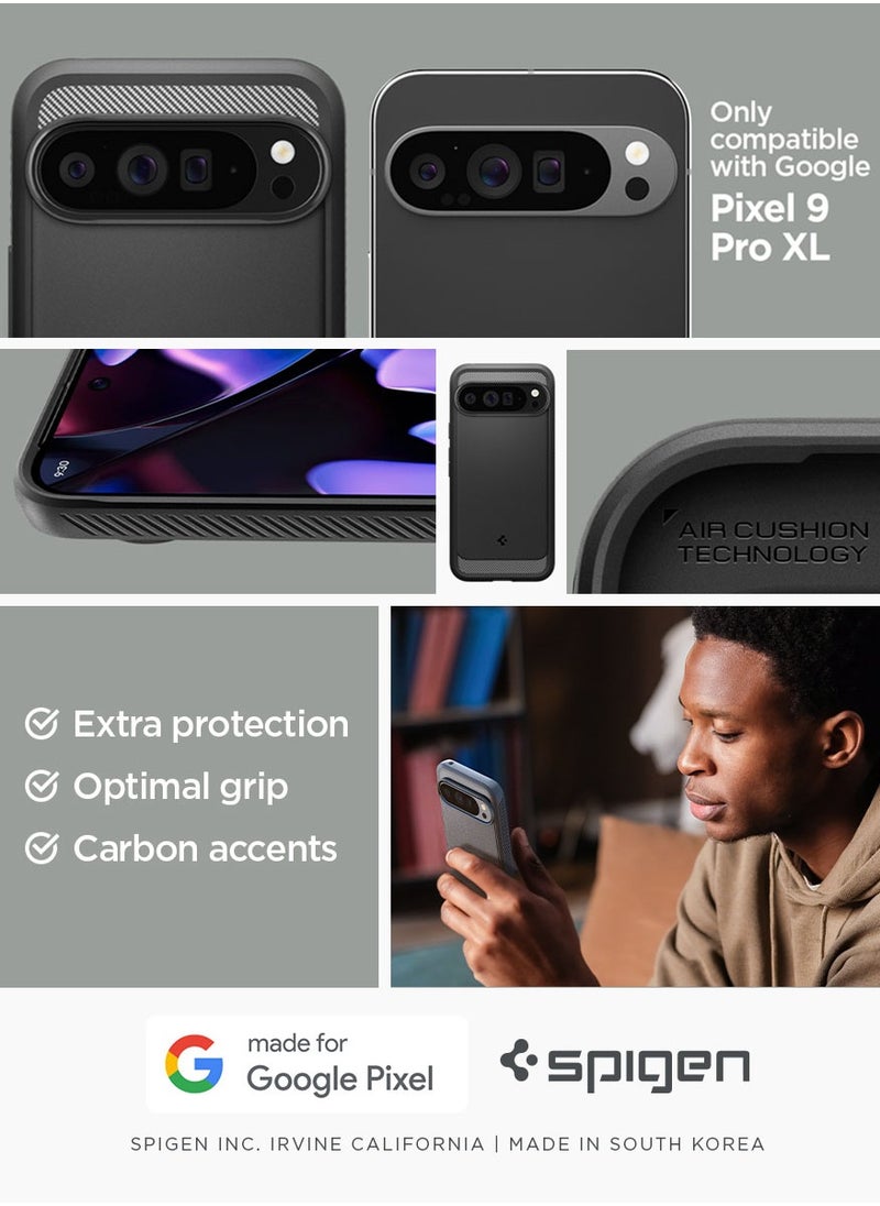 Spigen Rugged Armor Google Pixel 9 Pro XL Case Cover with Carbon Fiber Textures - Matte Black  - Image 2