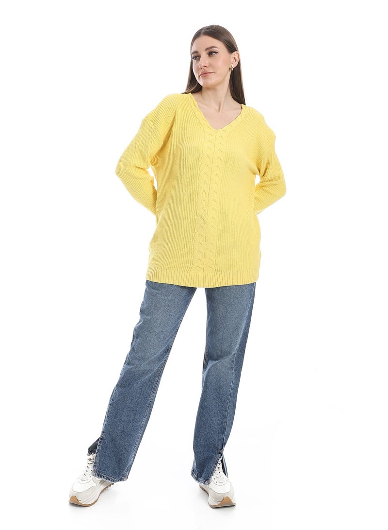 سيزار بلوفر صوف حريمي سادة برقبة علي شكل سبعة وتصميمات متعددة - Image 1