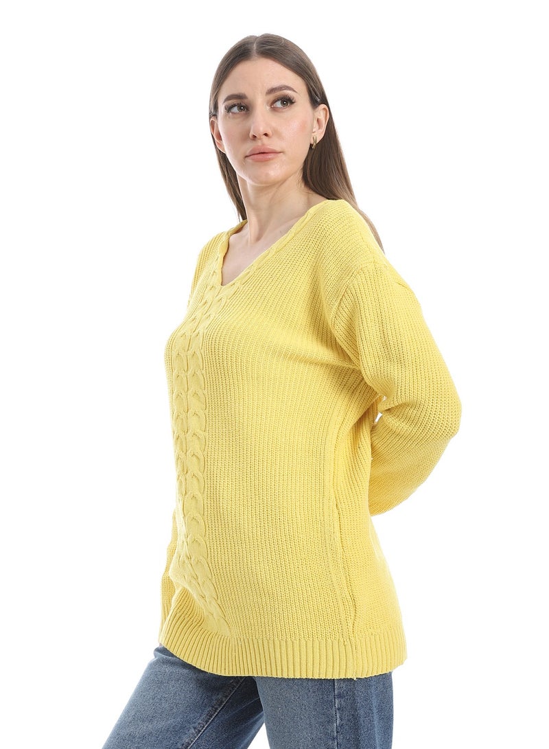 سيزار بلوفر صوف حريمي سادة برقبة علي شكل سبعة وتصميمات متعددة - Image 3