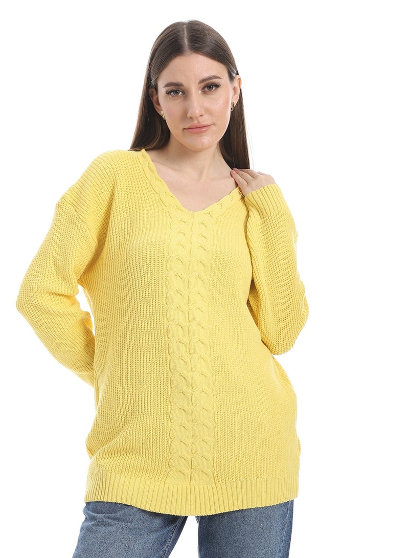 سيزار بلوفر صوف حريمي سادة برقبة علي شكل سبعة وتصميمات متعددة - Image 2