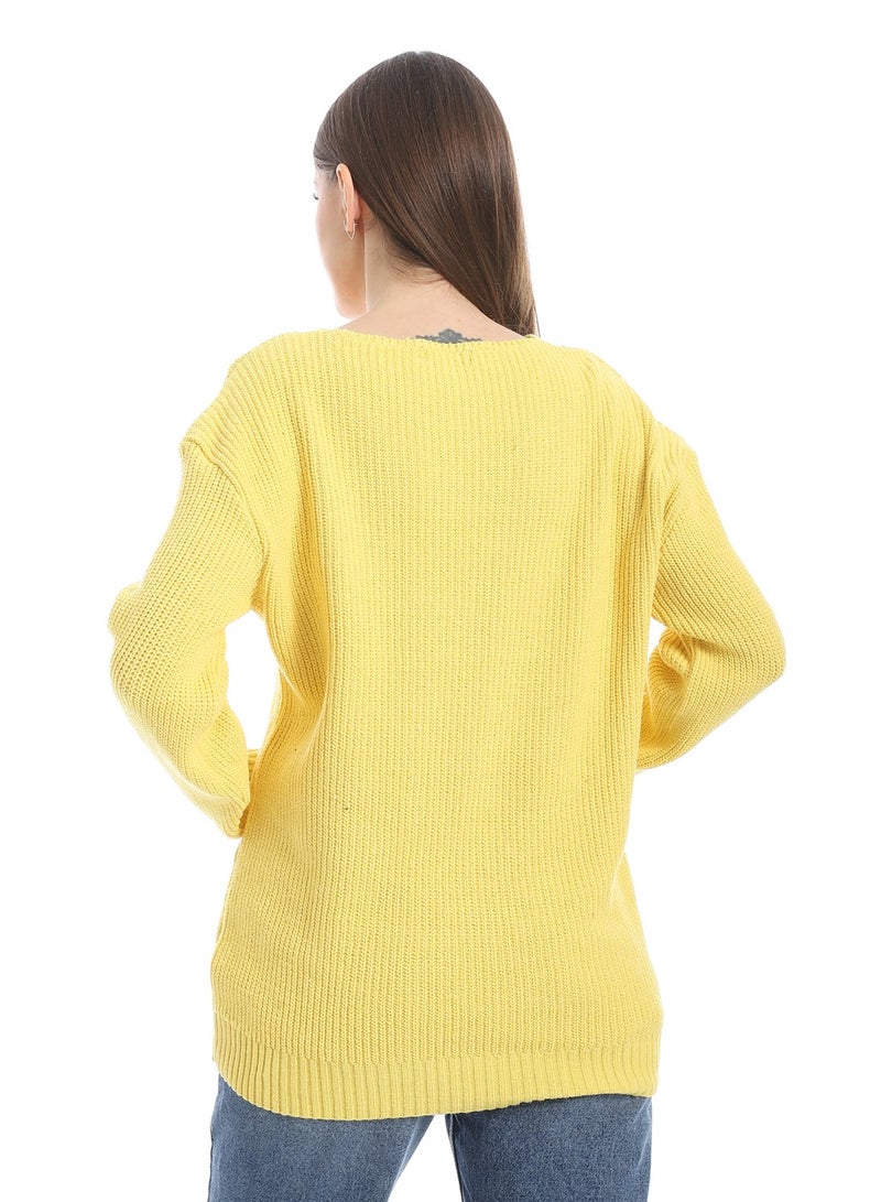 سيزار بلوفر صوف حريمي سادة برقبة علي شكل سبعة وتصميمات متعددة - Image 4