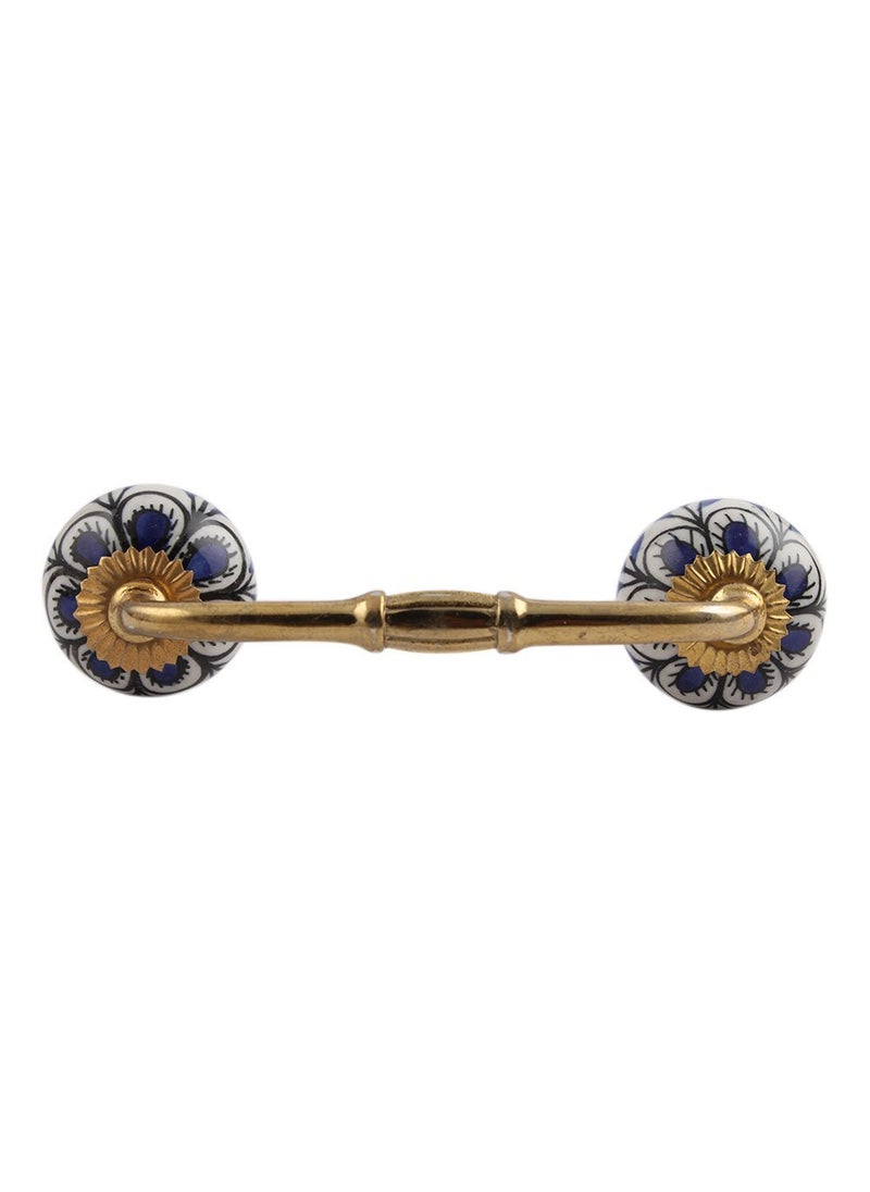 Indian-Shelf IndianShelf 1 Pack Ceramic Cabinet Handles Drawer Pulls Blue Interior Kitchen Cupboard Door Gold Hardware 8 Hole to Hole BH153CK04  - Image 1
