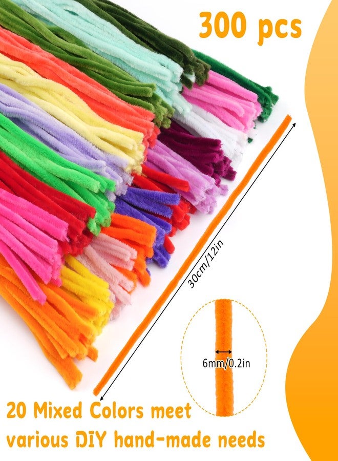Opvixi 300 PCS Pipe Cleaners, Multi-Color Chenille Stems, Pipe Cleaners Craft, 20 Assorted Colors Pipecleaners for Art and Craft Supplies DIY Projects (12 inch x 6 mm) - Image 2