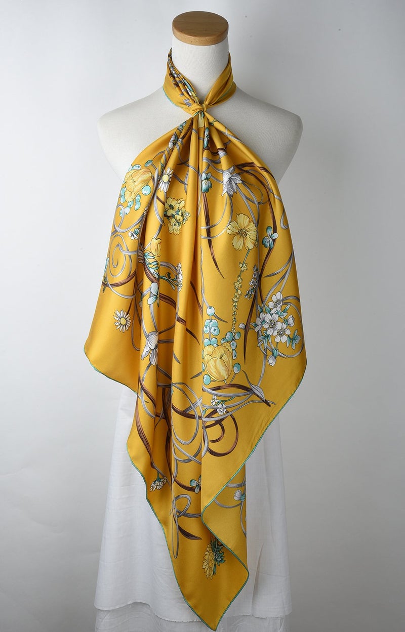 corciova Naples Yellow Western Neck Scarf Men Neckerchief 21x21 Women Silk Hair Scarf Ladies Short Bandana Headband Headscarf - Image 4