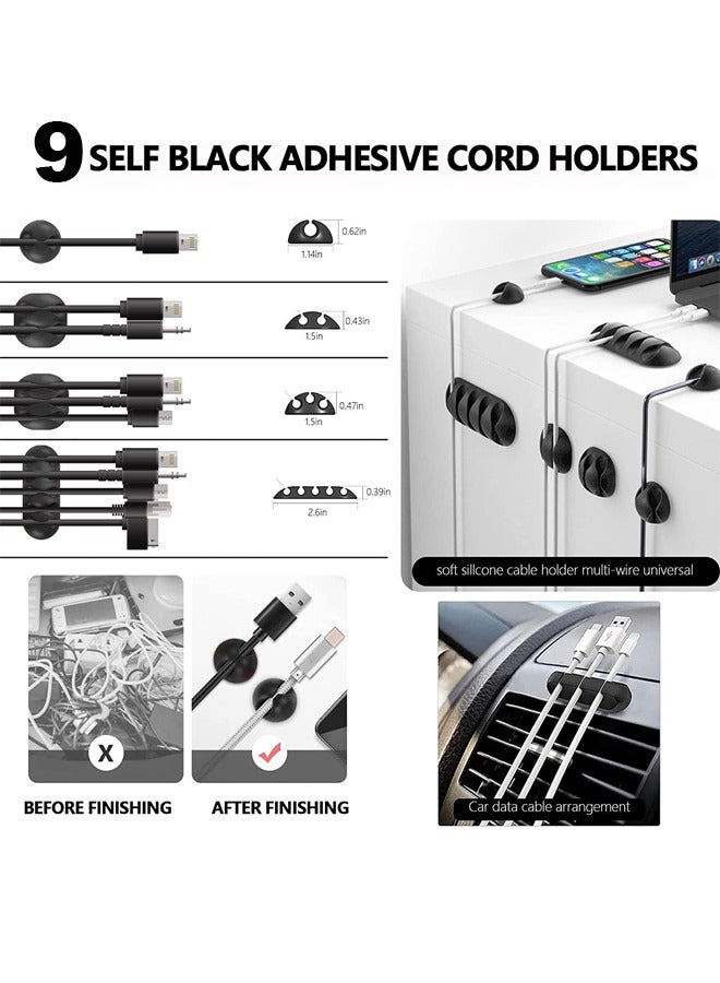 JVSCAM 173Pcs Cable Management Kit, Cable Organizer for Home and Office. Cable Management Sleeve, Cord Organizer Adhesive Charger Cable Clips. Useful for Power Cord, USB Cable, TV Cable, PC. - Image 2