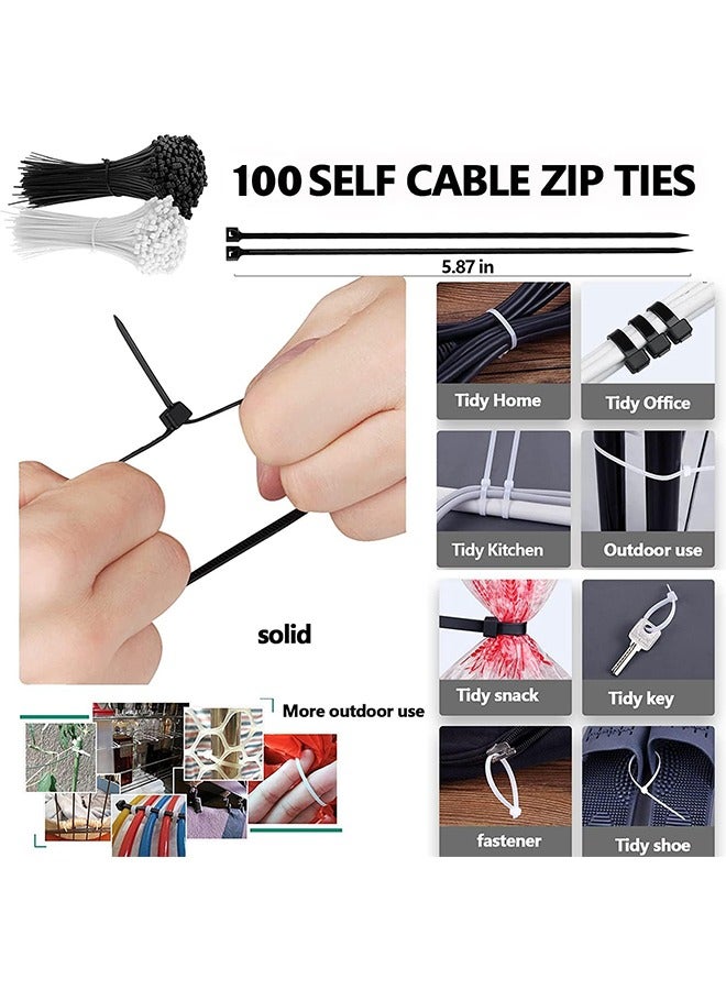 JVSCAM 173Pcs Cable Management Kit, Cable Organizer for Home and Office. Cable Management Sleeve, Cord Organizer Adhesive Charger Cable Clips. Useful for Power Cord, USB Cable, TV Cable, PC. - Image 5