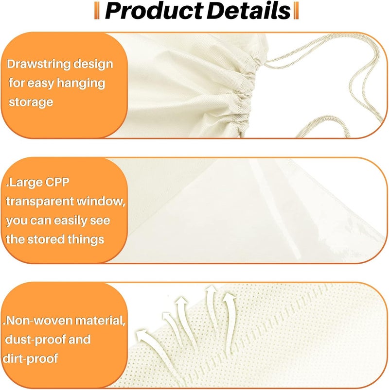 Shappy 12 Pcs Dustproof Drawstring Bags Purse Dust Storage Bags for Handbags Covers Non Woven Fabric Cloth Pouch String Packing Organizer Shoe Pouch, Beige, Large, / - Image 3