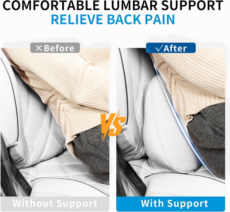 Dapucarin Lumbar Support Pillow for Car Seat, Office Chair Leather Memory Foam Lower Back Cushion for Back Pain Relief Improve Posture, Ergonomic Back Rest for Gaming Chair, Off-White (Beige), 1PC - Image 5