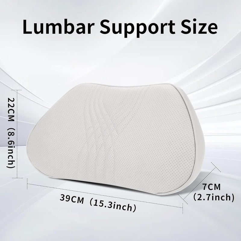 Dapucarin Lumbar Support Pillow for Car Seat, Office Chair Leather Memory Foam Lower Back Cushion for Back Pain Relief Improve Posture, Ergonomic Back Rest for Gaming Chair, Off-White (Beige), 1PC - Image 2