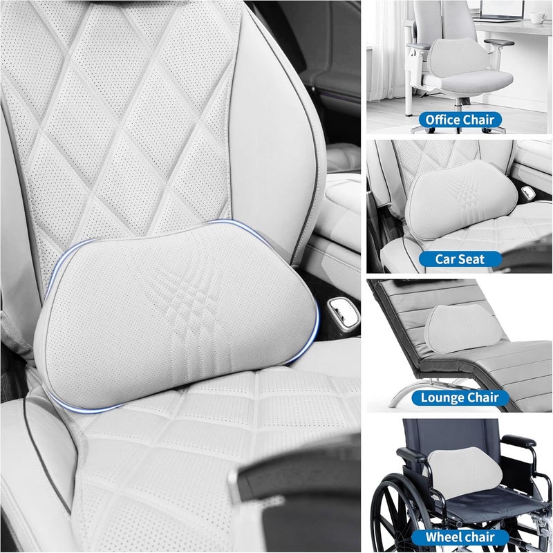 Dapucarin Lumbar Support Pillow for Car Seat, Office Chair Leather Memory Foam Lower Back Cushion for Back Pain Relief Improve Posture, Ergonomic Back Rest for Gaming Chair, Off-White (Beige), 1PC - Image 4