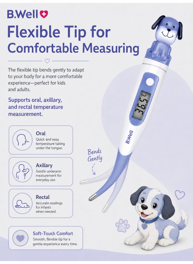 B.Well PRO-06 Dog Flex Digital Thermometer with Flexible Tip, Fast Measurement & Case - Image 3
