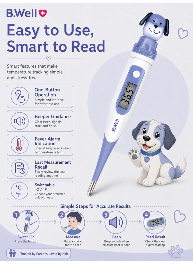 B.Well PRO-06 Dog Flex Digital Thermometer with Flexible Tip, Fast Measurement & Case - Image 4